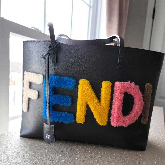 Fendi Handbags - FENDI Logo multicolor Shearling bag